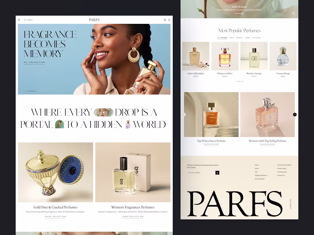 Cover image for PARFS — Luxury Perfume eCommerce Website & App UI/UX Design