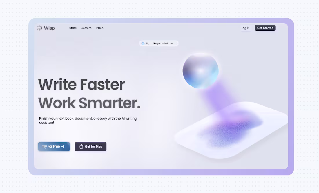 Cover image for Wisp.ai (https://Wisp.ai) make it for help people to write f...