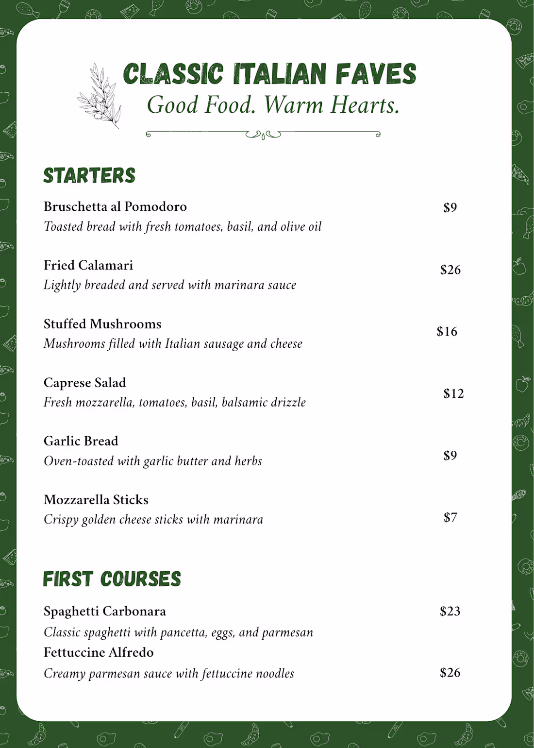 Cover image for Menu design - Italian