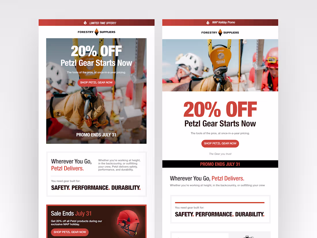 Cover image for Forestry Suppliers - Petzl Gear Promo Email Campaign