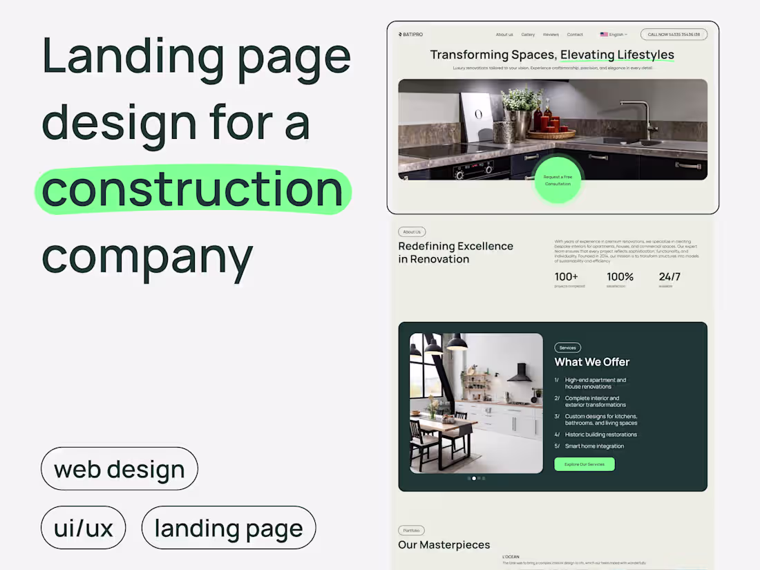 Cover image for Landing Page Design for Construction Company