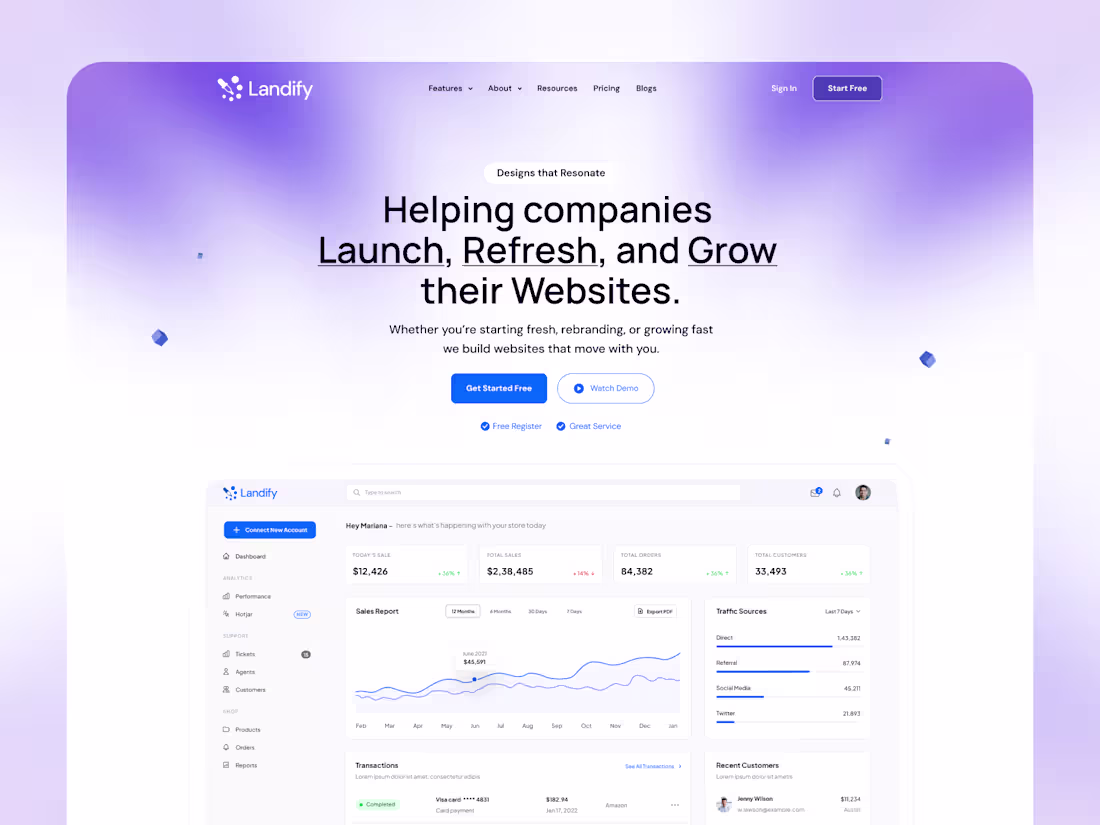 Cover image for SaaS Landing Page Website Design for Landify