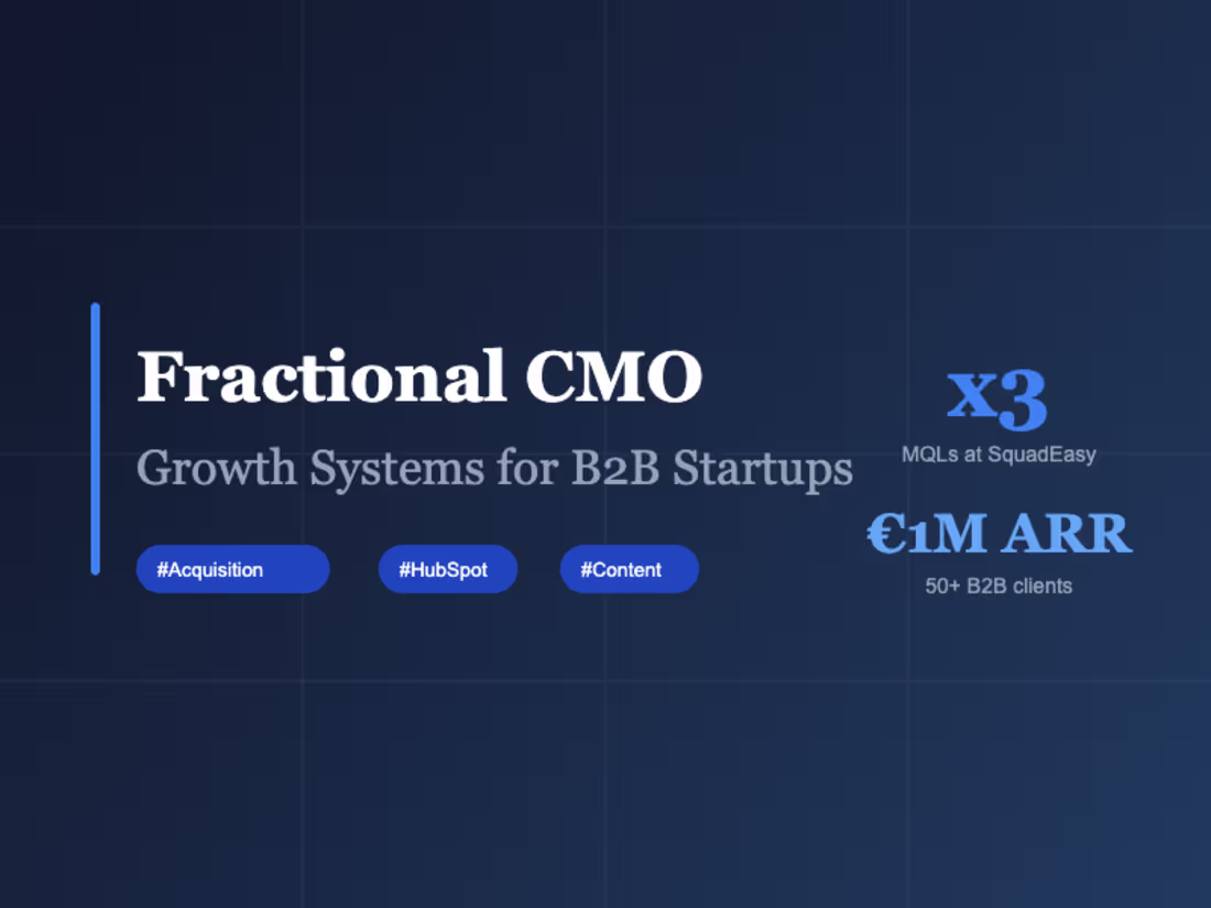 Cover image for Fractional CMO — Growth Systems for B2B Startups