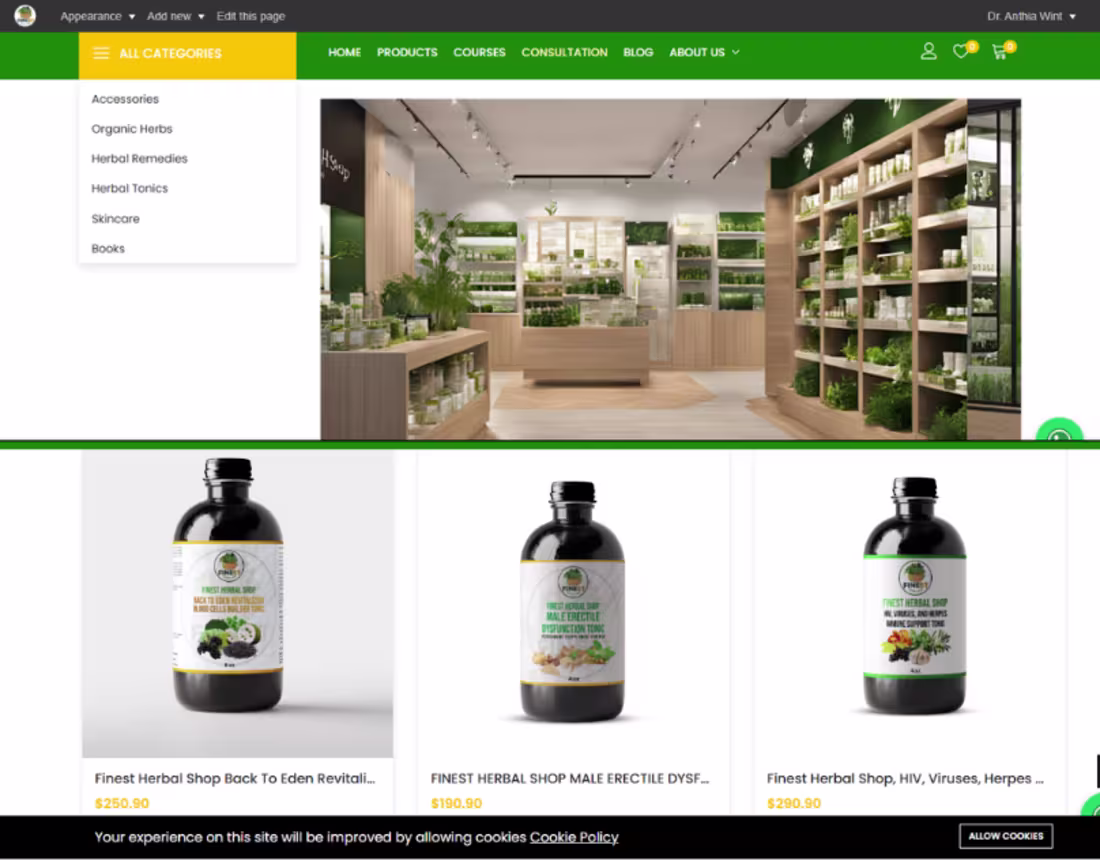 Cover image for Finest Herbal Shop LLC website Design