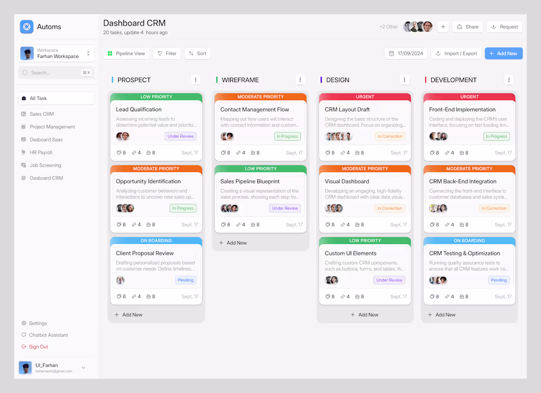Cover image for Dashboard CRM for Productivity 🔥