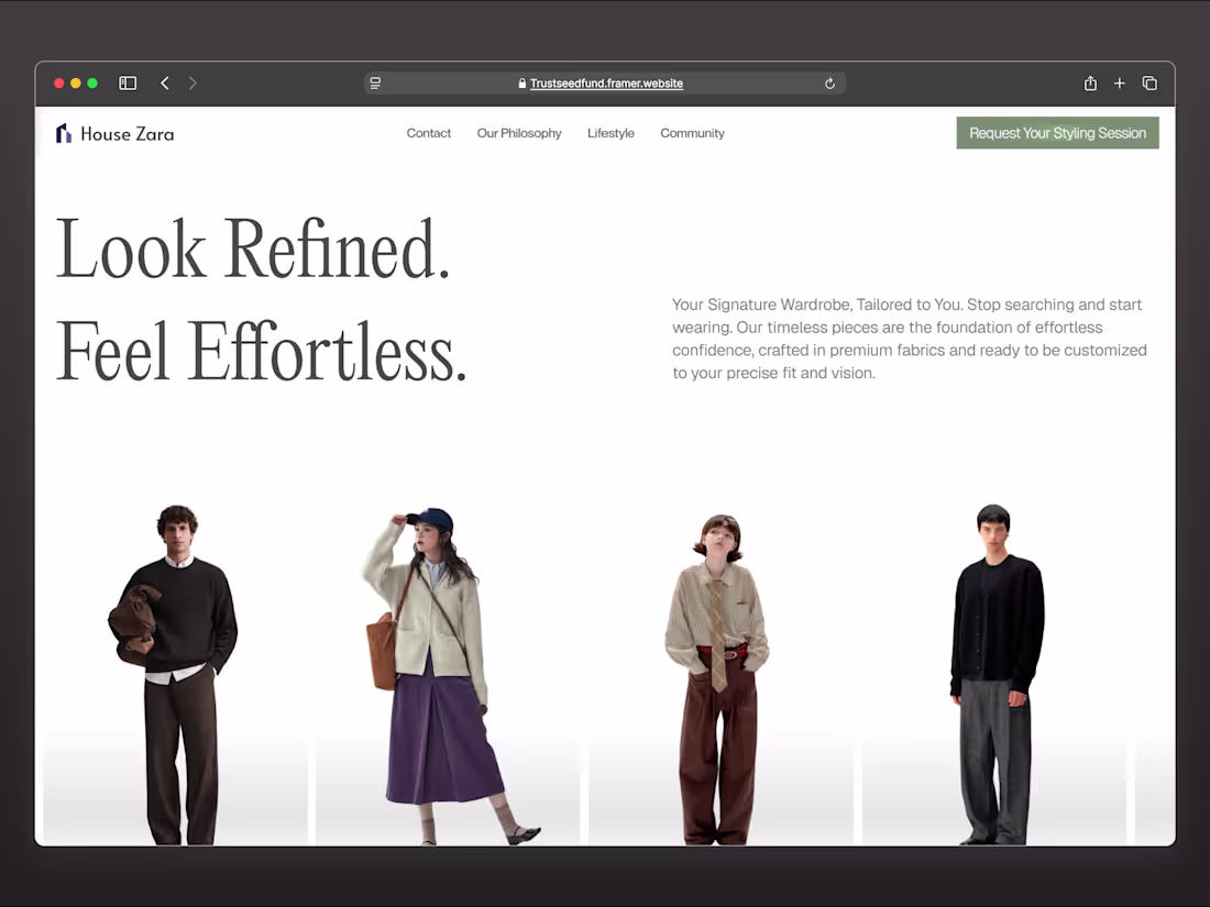 Cover image for House Zara Premium Fashion Framer Landing Page