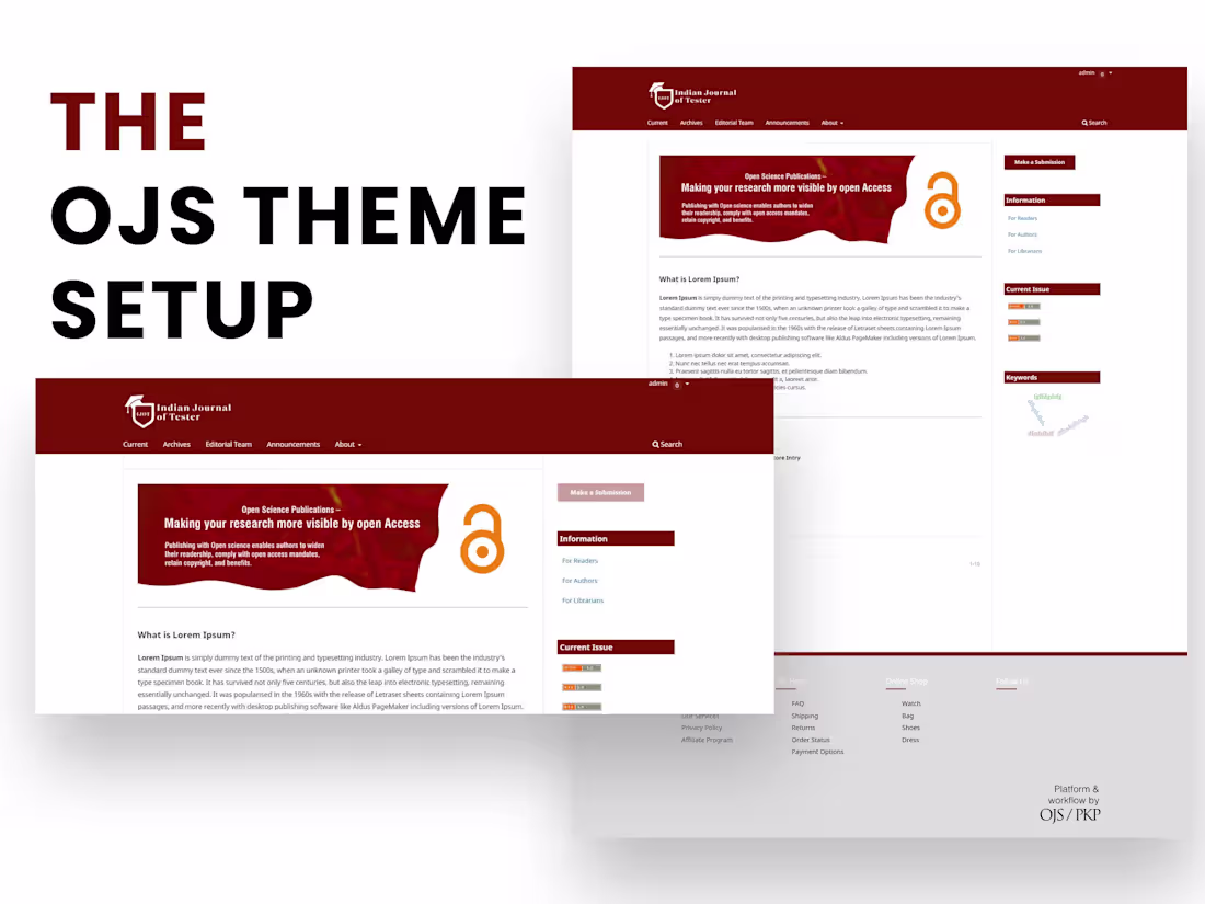 Cover image for I will install, update, fix, and develop custom theme of ojs