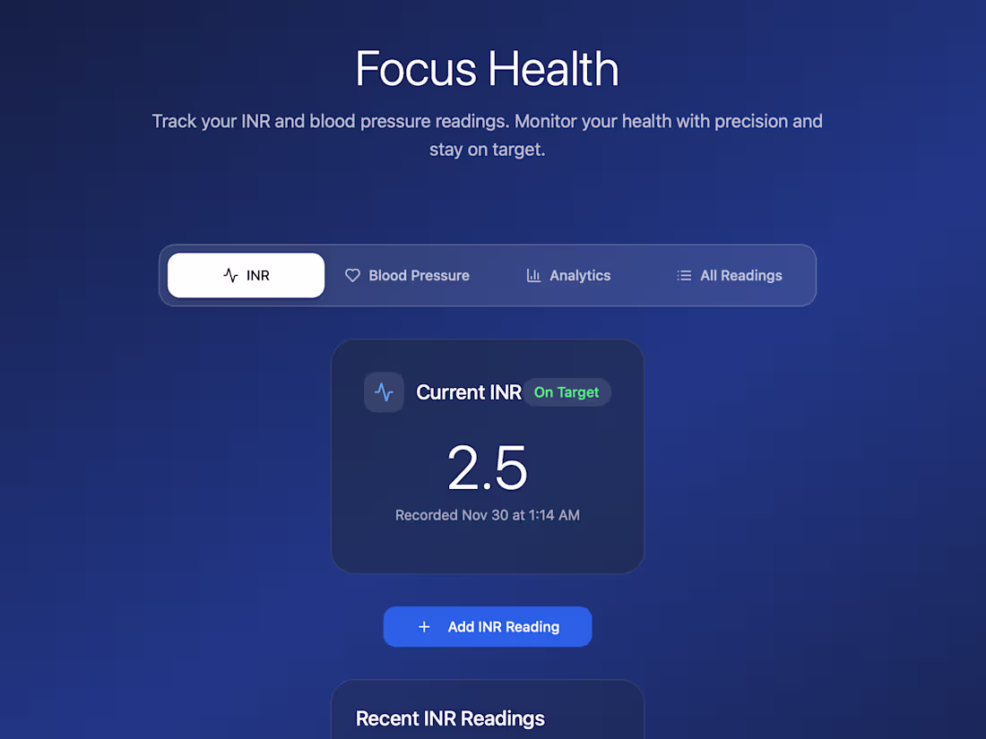 Cover image for Focus Health: Privacy-First Health Tracking Application