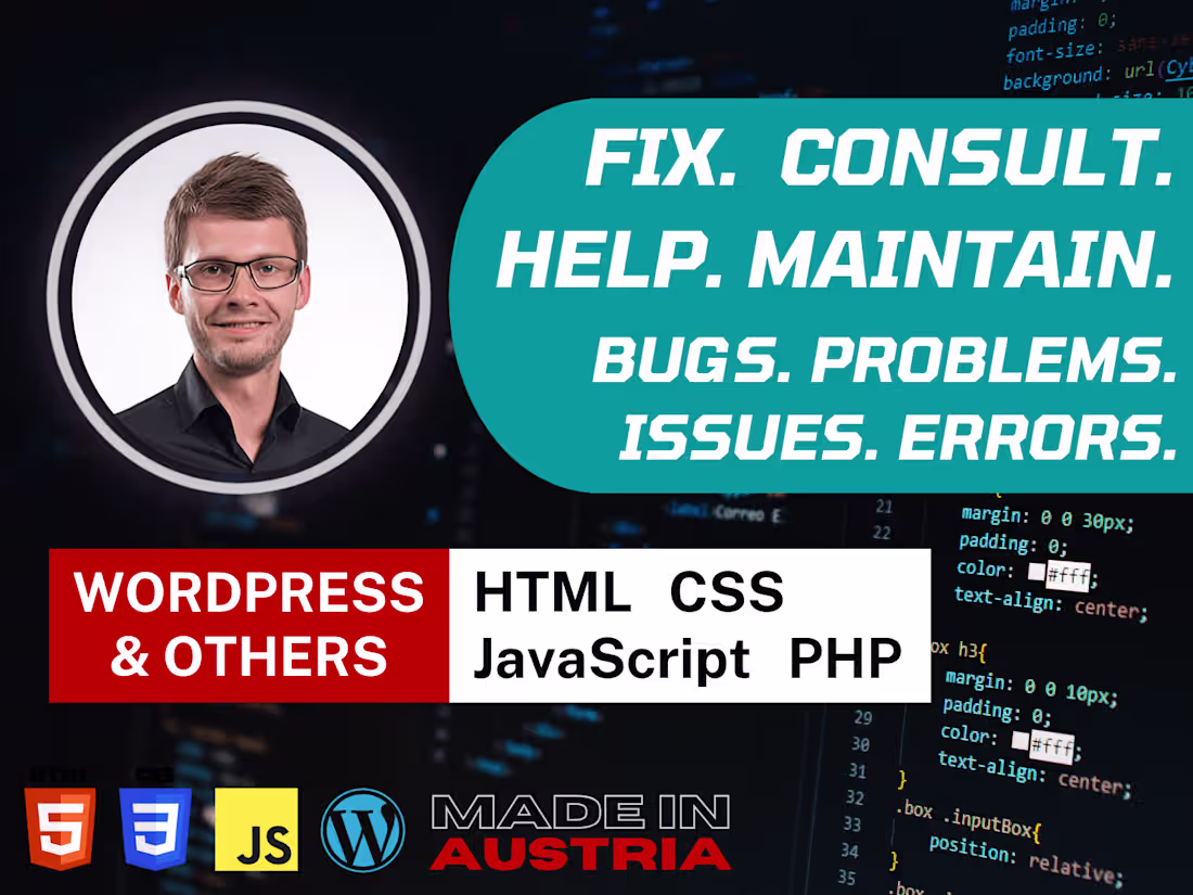 Cover image for Fix WordPress Website Bug, Issue, Problem, PHP Error & Maintain
