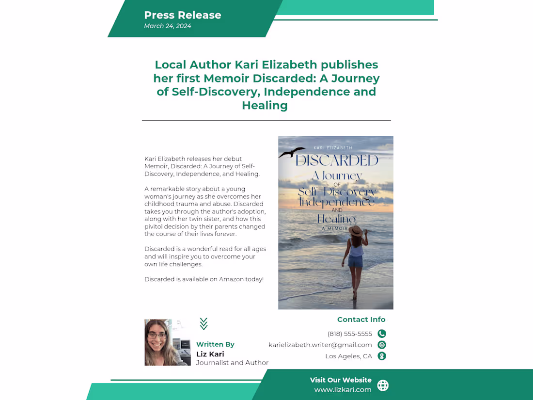 Cover image for Press Release for Kari Elizabeth's Debut Memoir Discarded