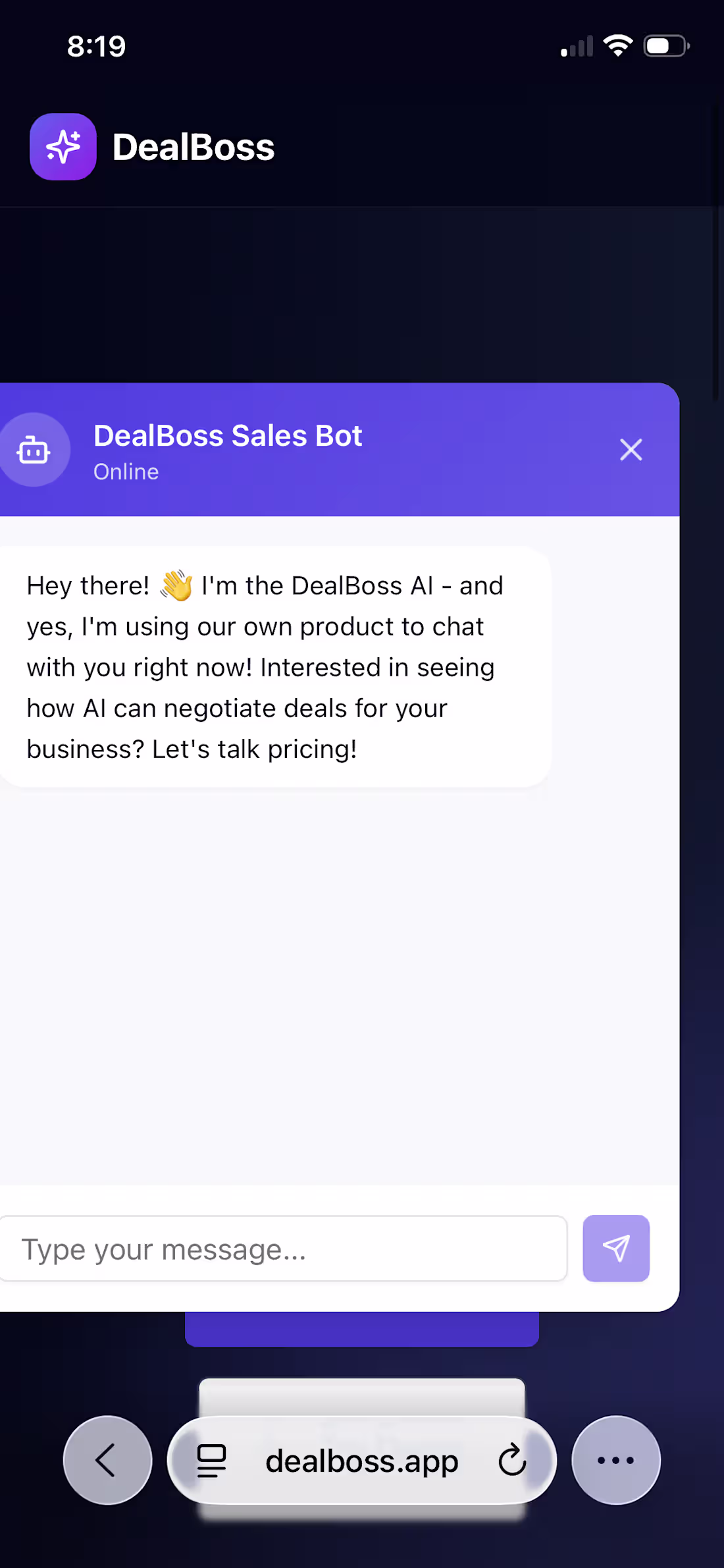 Cover image for Chat with our negotiation bot