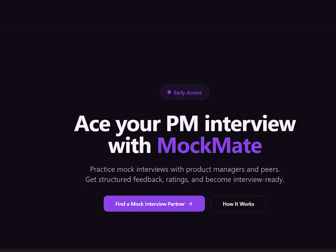 Cover image for MockMate Find a peer to practice your mock interview.
