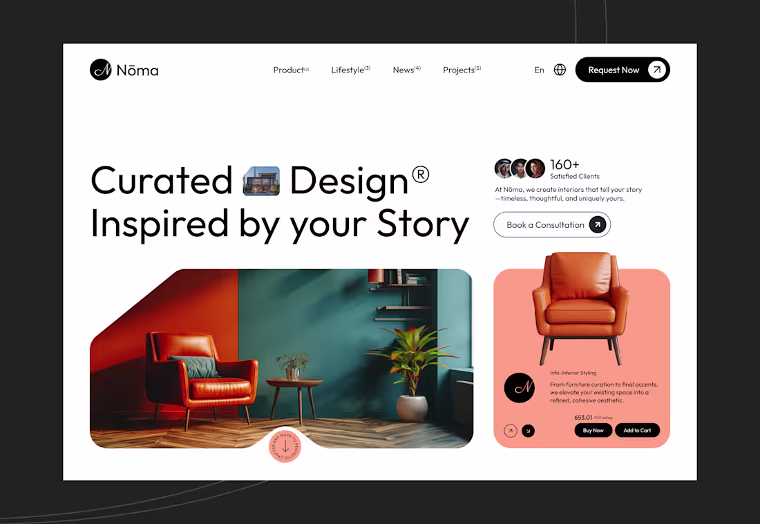Cover image for Nōma Interior Design Website - Concept Website