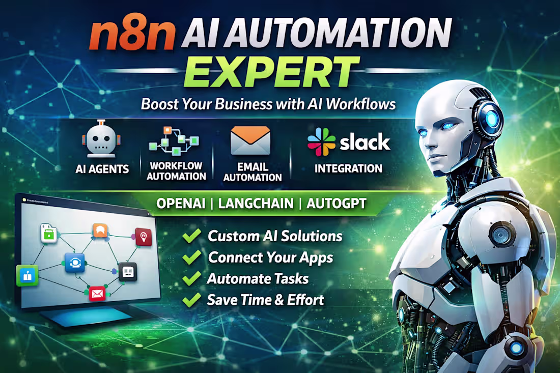 Cover image for I Will Build Intelligent n8n AI Agents & Workflows