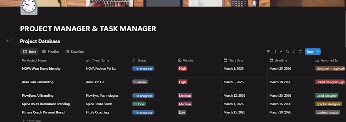 Cover image for notion project & task manager