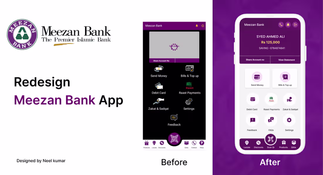 Cover image for UI/UX redesign for the Meezan Bank app