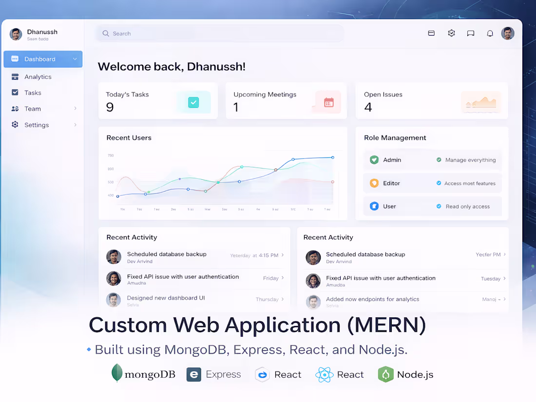 Cover image for Custom Web Application (MERN) Custom MERN stack web applicat...