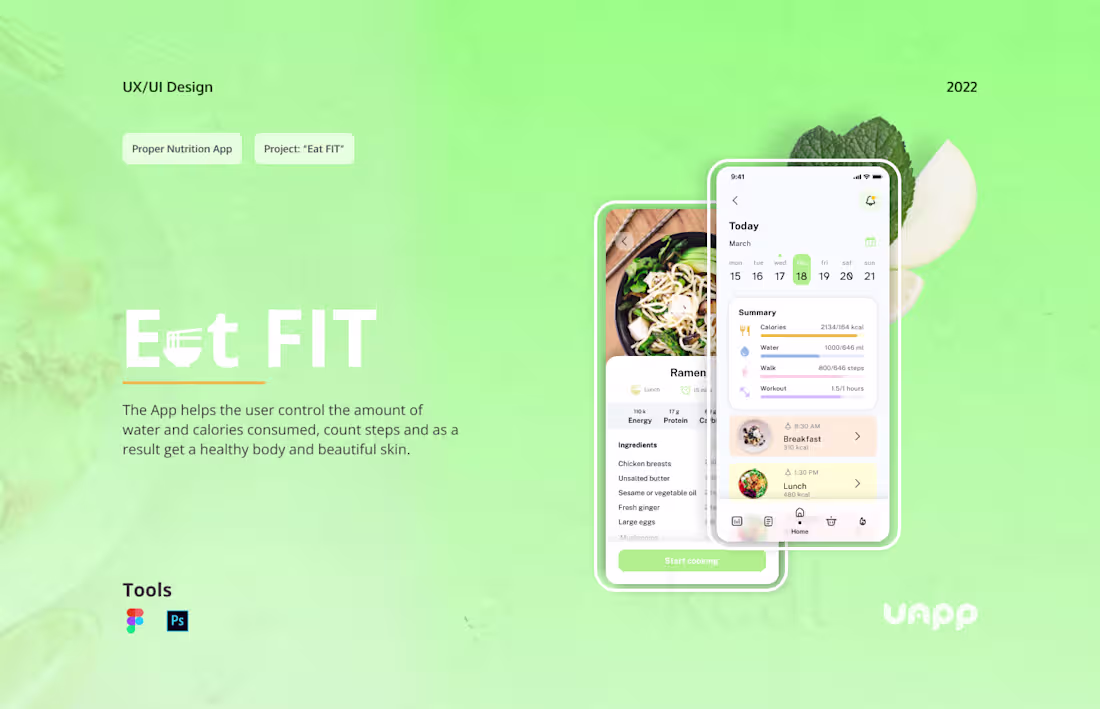 Cover image for Eat FIT mobile app UI/UX design