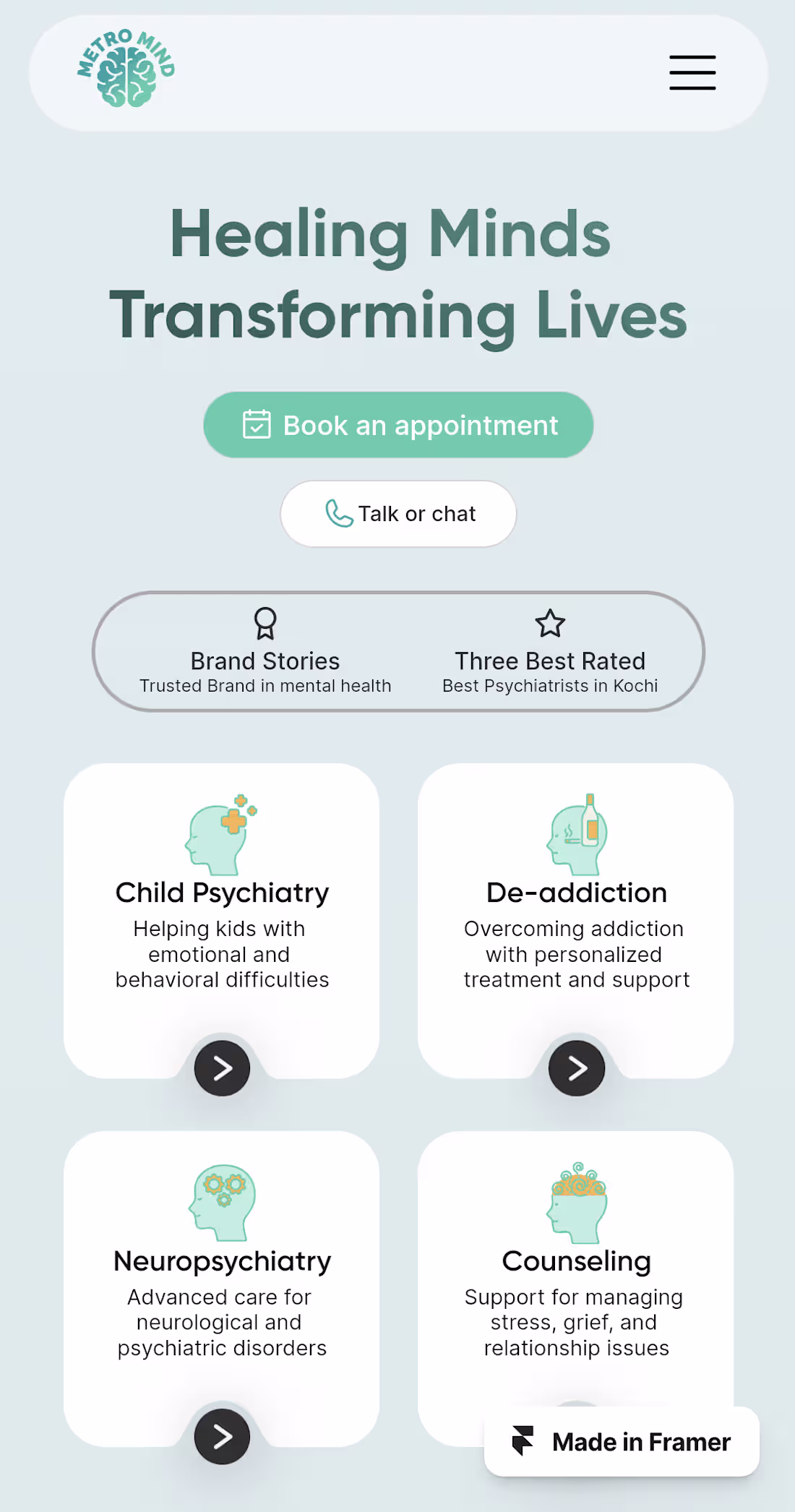 Cover image for A Psychiatric Hospital Website Project in Framer