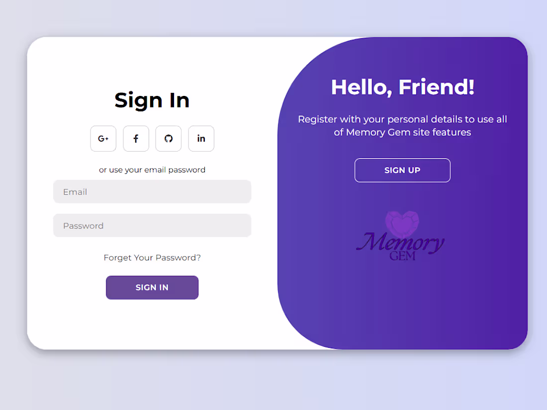 Cover image for Memory Gem Login