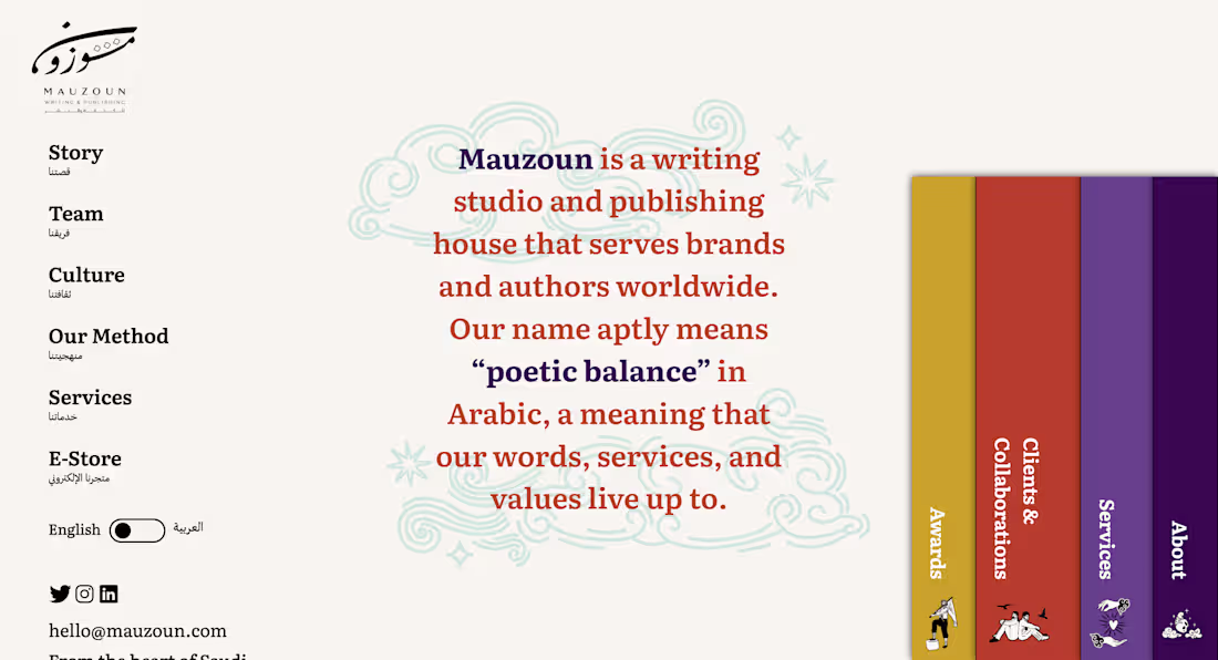 Cover image for Website for Mauzoun Writing and Publishing 