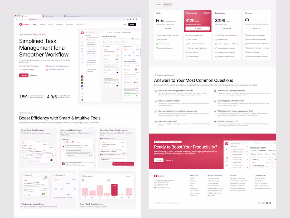 Cover image for Kanakira - Task Management Landing Page