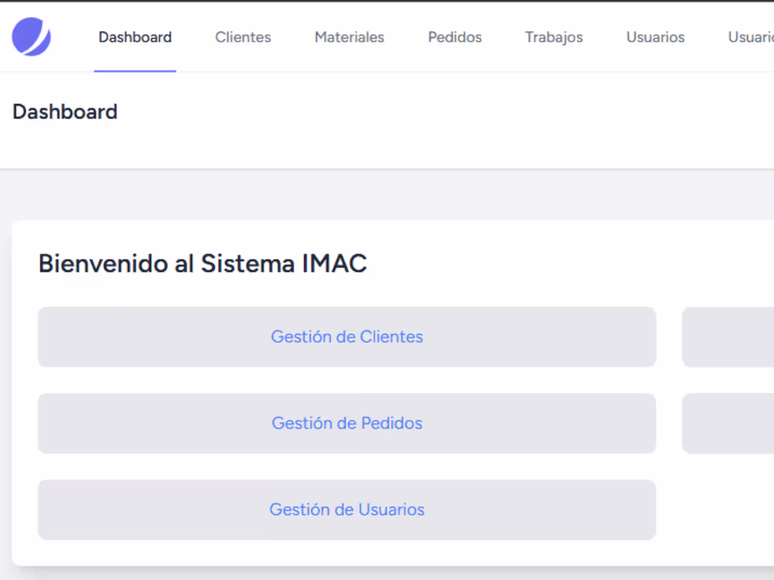 Cover image for Sistema de control para la empresa IMAC