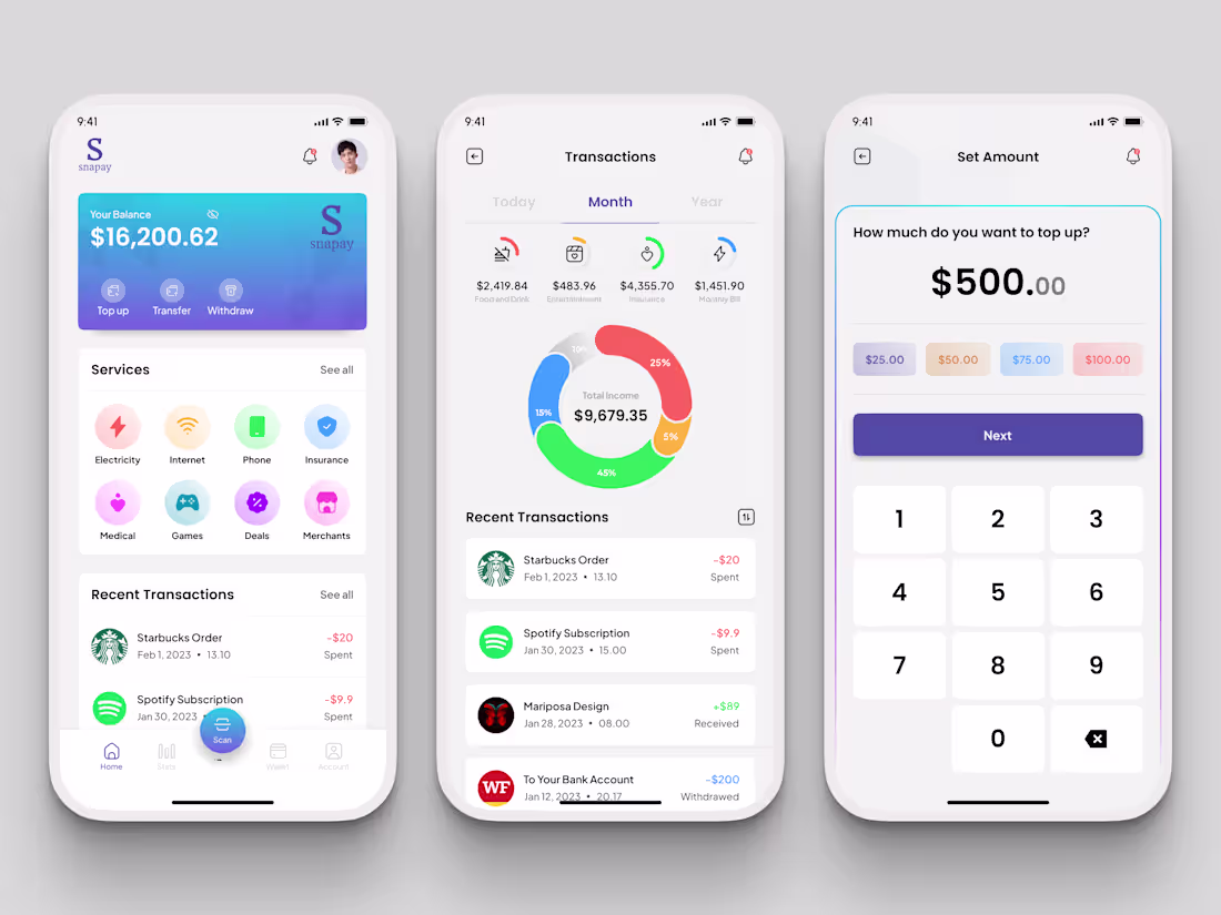 Cover image for eWallet and Finance App Design Save it for your inspo 👌🏻