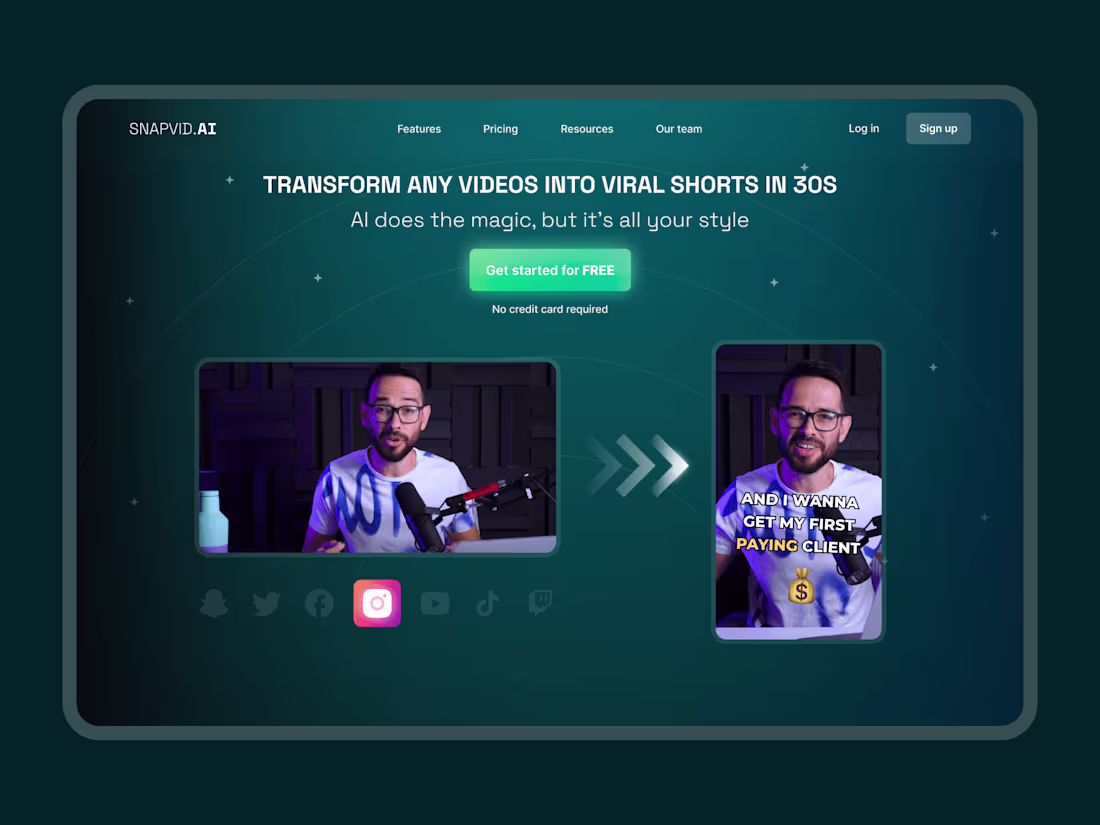 Cover image for SnapVid.AI - Landing Page Design