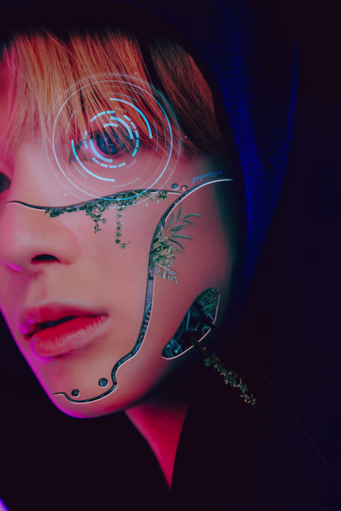 Cover image for "left in the eletronic dust along with plants" Photoshop