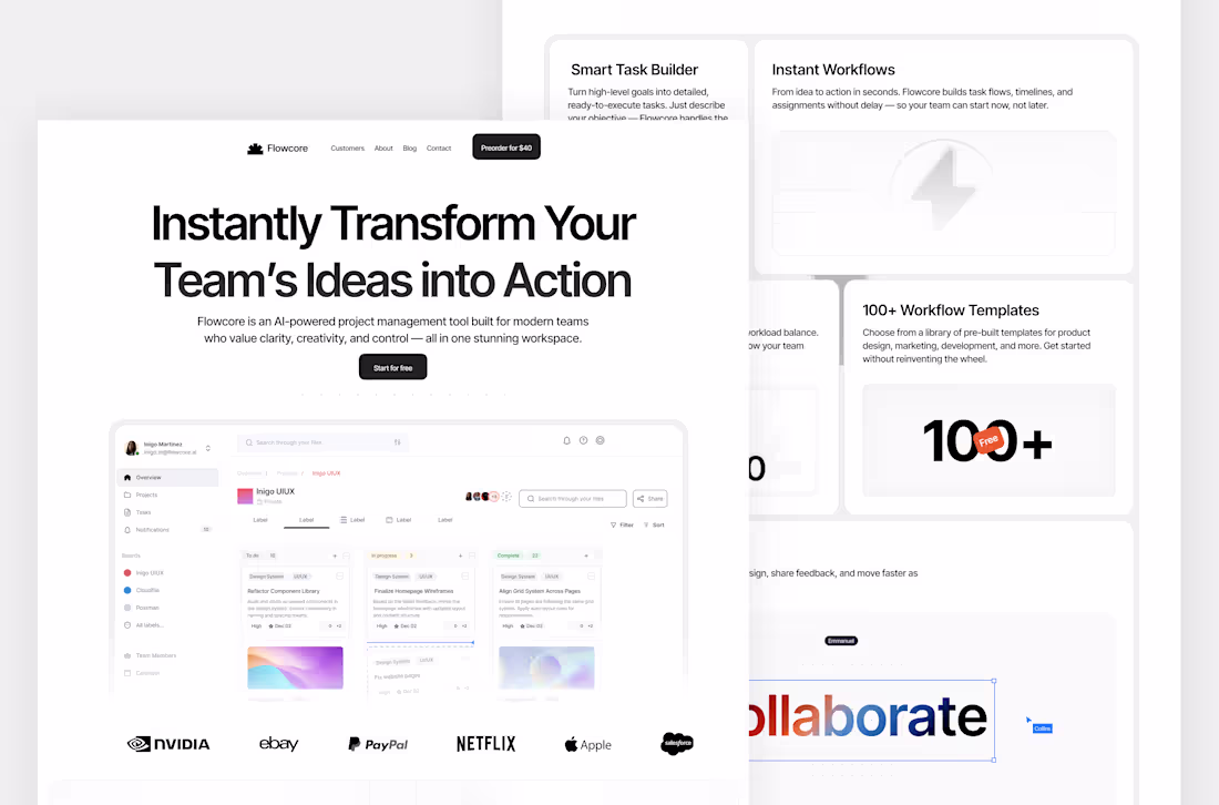 Cover image for Flowcore AI - Landing Page Design
