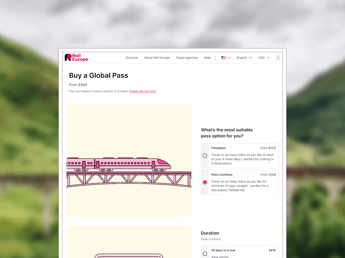 Cover image for Increase the country rail pass conversion