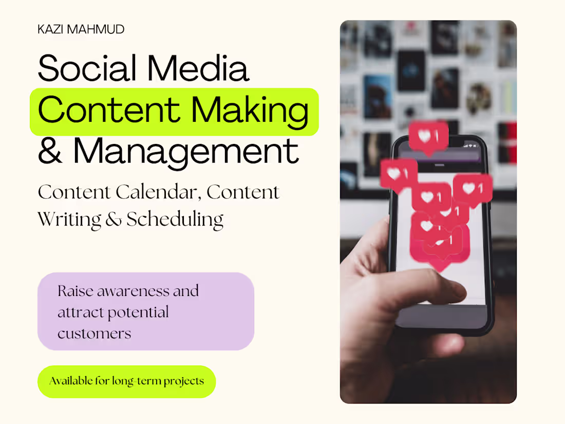 Cover image for Monthly Content Planning, Writing and Design for Social Media
