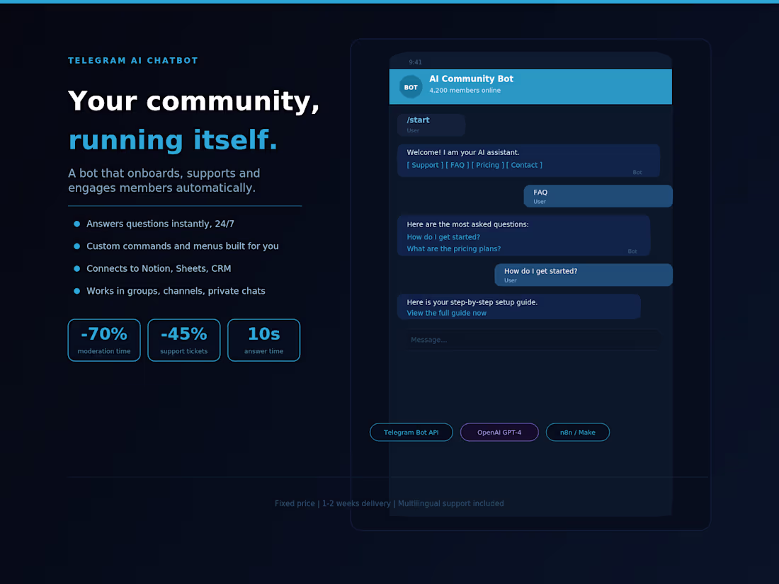 Cover image for Telegram AI Chatbot for Your Business or Community