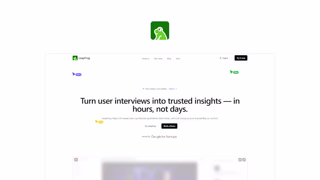 Cover image for Leapfrog User Research Software with