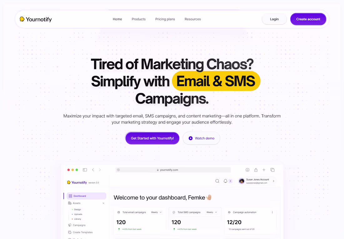 Cover image for Yournotify Website Redesign to drive Conversion