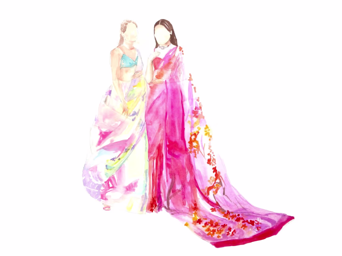 Cover image for Saree illustrations for Ihkar design, Blossoms'22 on Behance