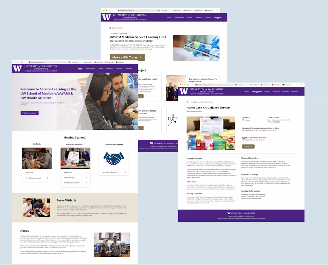 Cover image for UW School of Medicine Service Learning Website