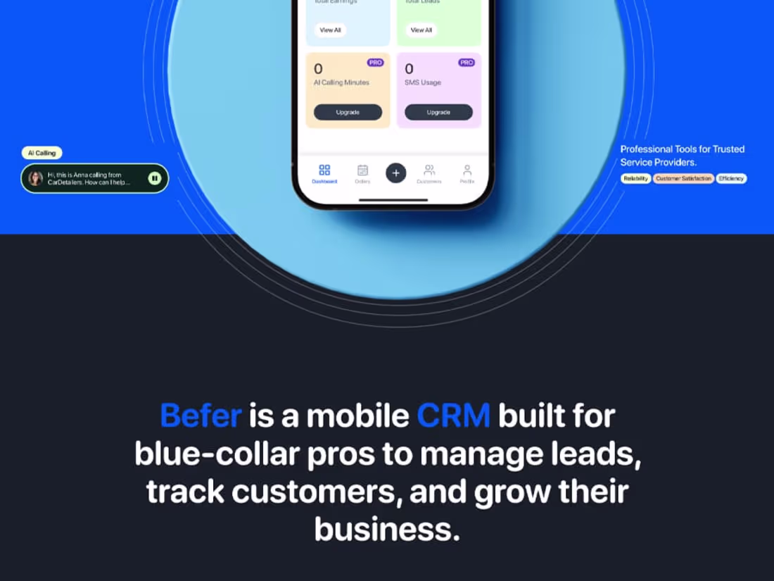 Cover image for Befer CRM Development for Blue-Collar Professionals