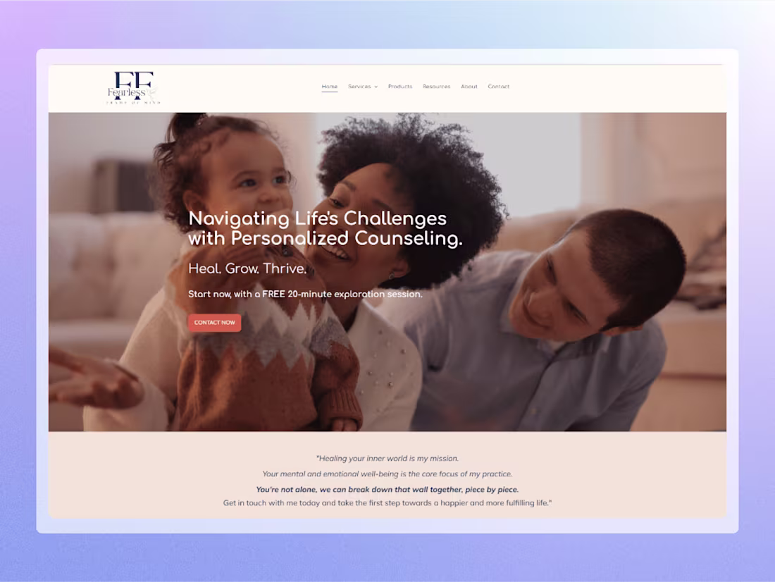 Cover image for Mental Health Services Provider Website