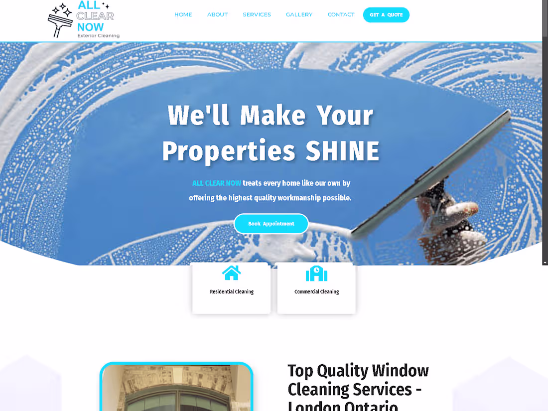 Cover image for WordPress Website Design for a Cleaning Company (All Clear Now)