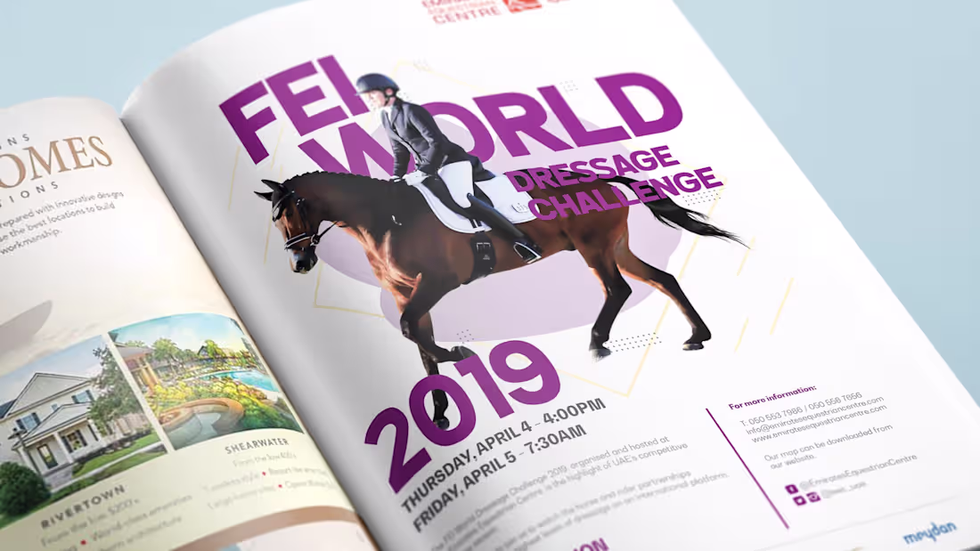 Cover image for Brochure design for FEI World Dressage Challenge