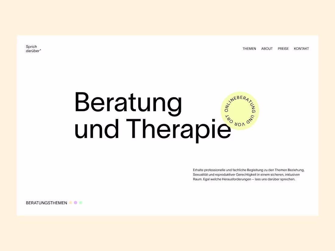 Cover image for Sprich darüber* – Counseling and Therapy