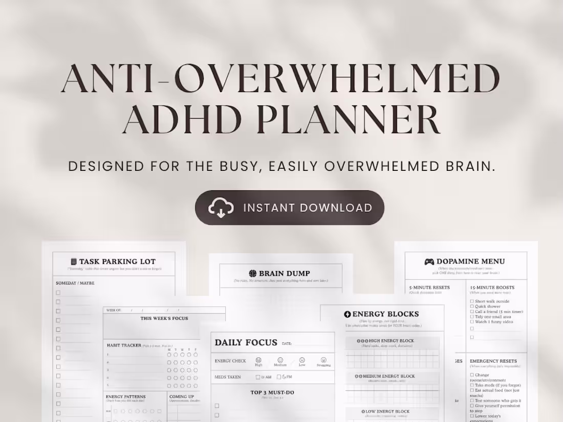 Cover image for Anti-Overwhelmed ADHD Planner Design