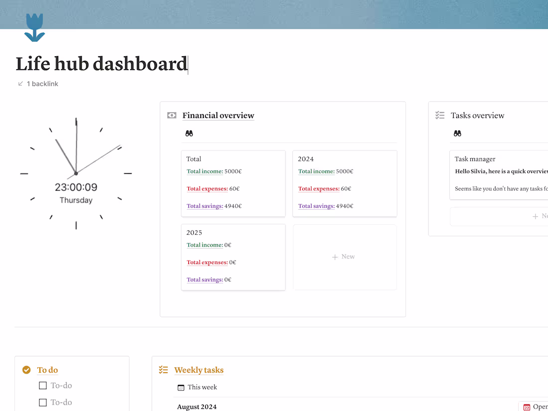 Cover image for Notion Consulting - Life Hub suitable for beginners