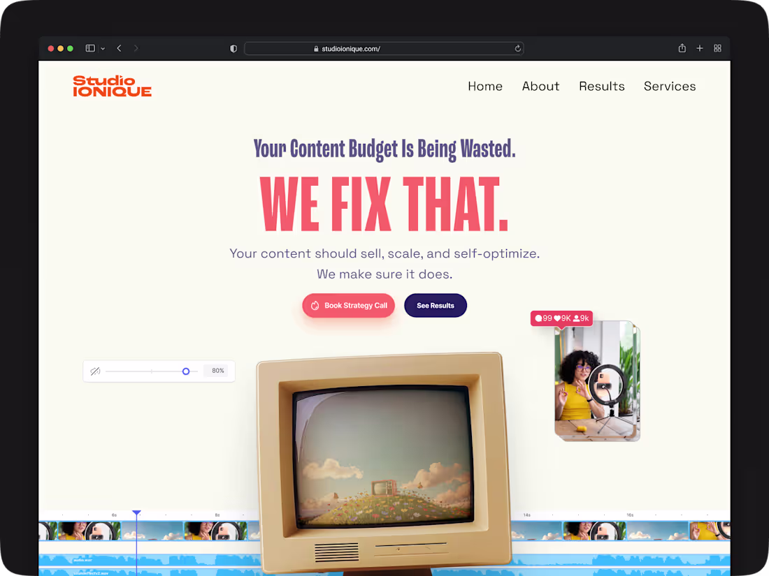 Cover image for Studio Ionique Website Design for Content Growth