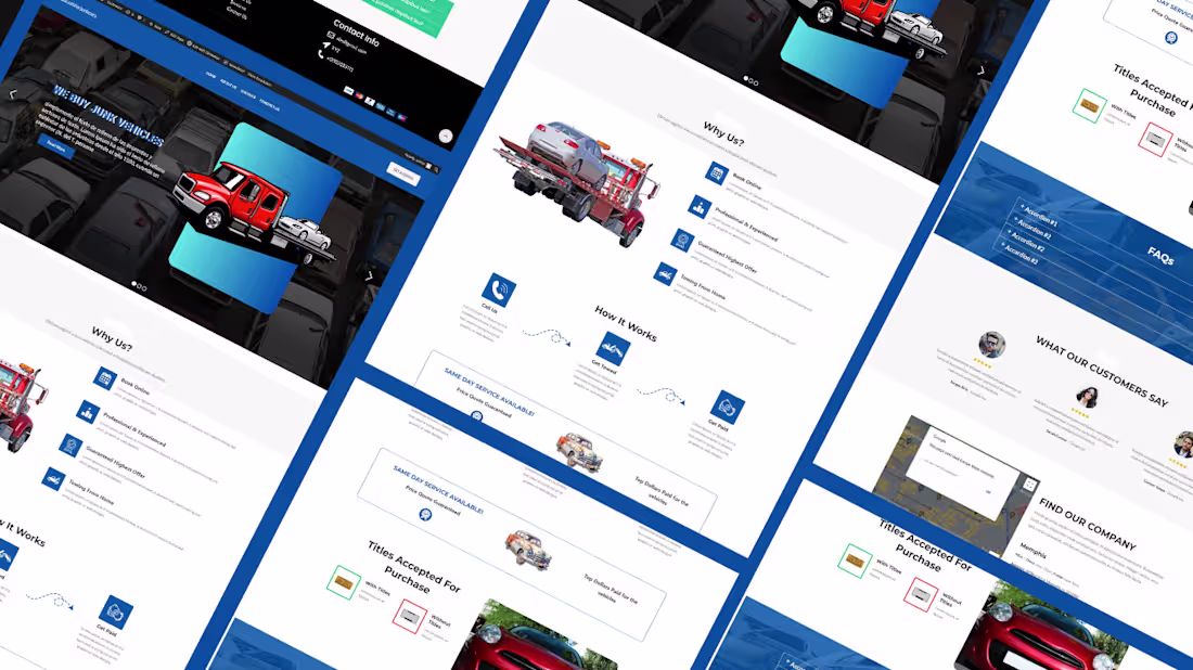 Cover image for Junk Vehicle business Website Design | WordPress Elementor