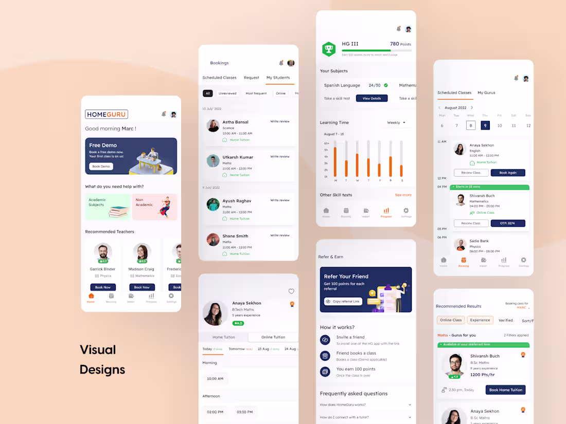 Cover image for UI/UX Design for HomeGuru | Revolutionizing Digital Education