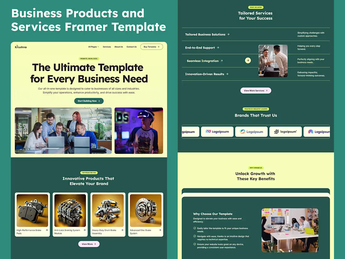 Cover image for Krushna - Business Products and Services Framer Template