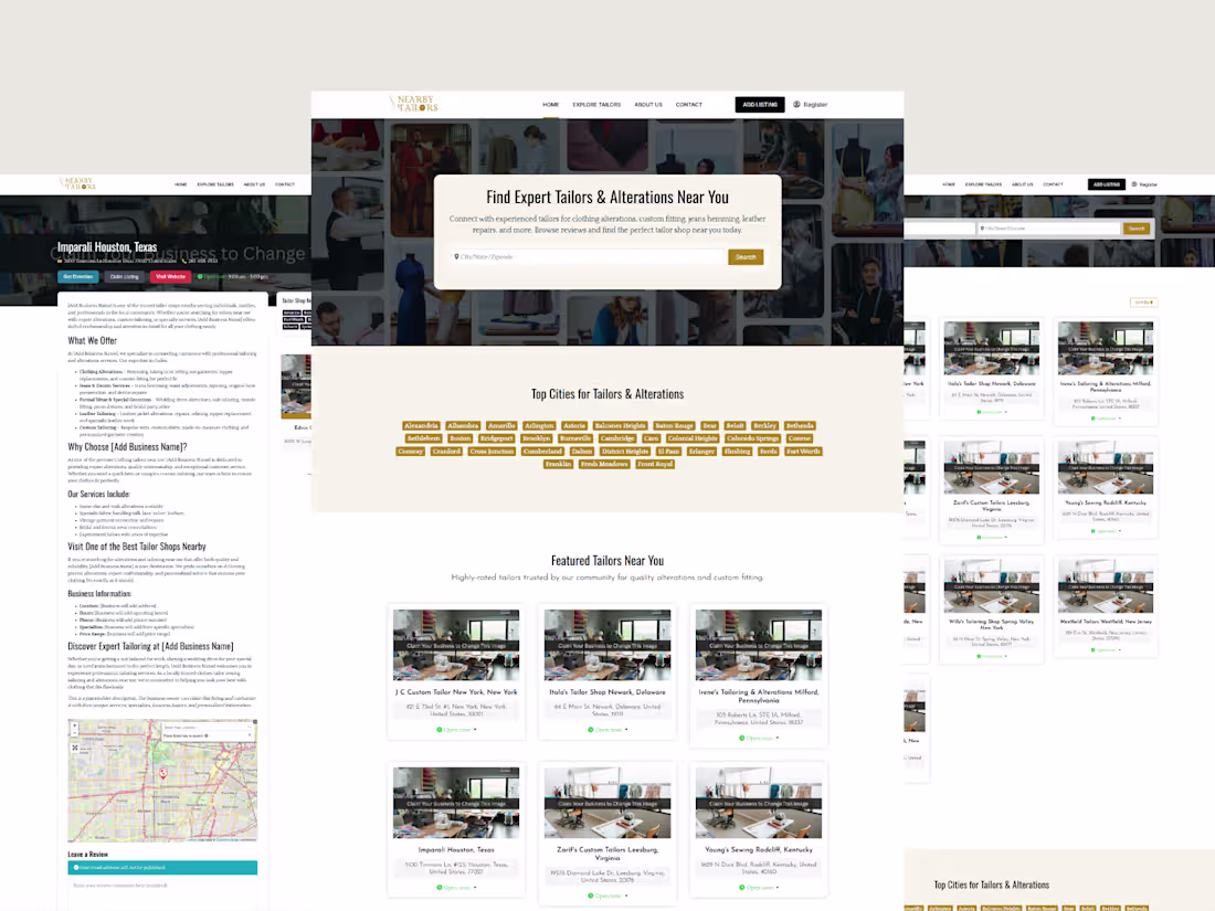 Cover image for NearbyTailors Local Service Directory Website